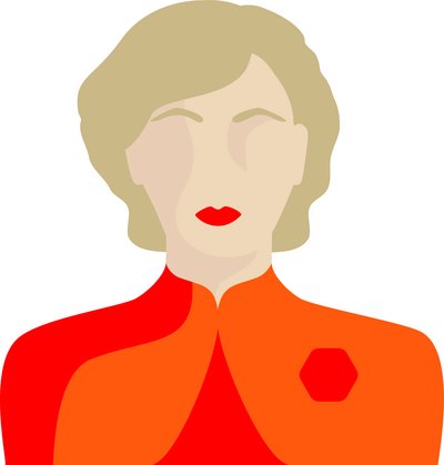 Avatar of a woman dressed in red and orange